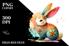 Colorful Wooden Bunny PNG Product Image 2