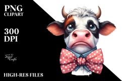 Funny Cow with Bow, PNG Product Image 2
