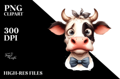 Funny Cow with Bow, PNG Product Image 2