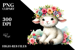 Cartoon-style Watercolor Lamb, Transparent PNG Product Image 2