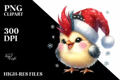 Baby Chicken with Santa Hat, Winter PNG Product Image 2