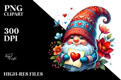 Valentines Gnome with Heart Sign PNG Product Image 2