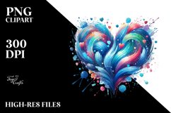 Colorful Watercolor Blue Paintbrush Heart PNG Product Image 2