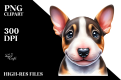Baby Bull Terrier with Big Eyes, Watercolor PNG Product Image 2