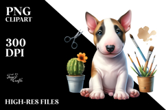 Baby Bull Terrier with Big Eyes, Watercolor PNG Product Image 2