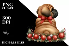 Watercolor Bullmastiff with Christmas Decorations, Product Image 3