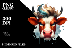 Funny Cow with Cool Hair PNG Product Image 2