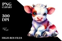 Cute Baby Cow in Style PNG Product Image 1