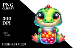 Goofy Cute Baby Dinosaur, PNG Product Image 2
