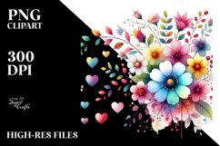 Simple Washed Flower Hearts PNG Product Image 2