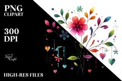 Simple Washed Flower Hearts PNG Product Image 2