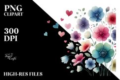 Simple Watercolor Flower Hearts PNG Product Image 2