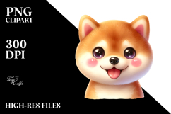 Cute Shiba Inu with Big Eyes, Watercolor PNG Product Image 2