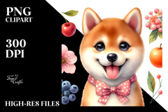 Cute Shiba Inu with Big Eyes, Watercolor PNG Product Image 2