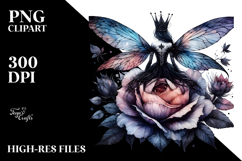 Gothic Fairy with Flower in Mouth, PNG Product Image 2