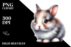 Digital Watercolor Cute Baby Rabbit PNG Product Image 2