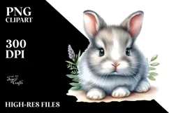 Digital Watercolor Cute A Rabbit Big Eyes PNG Product Image 2