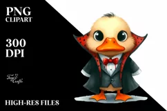 Funny Watercolor Vampire Duck Sublimation Clipart Product Image 3