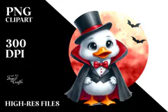 Funny Watercolor Vampire Duck Sublimation Clipart Product Image 2
