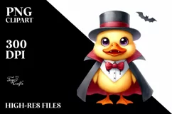 Funny Watercolor Vampire Duck Sublimation Clipart Product Image 3