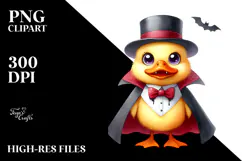 Funny Watercolor Vampire Duck Sublimation Clipart Product Image 2