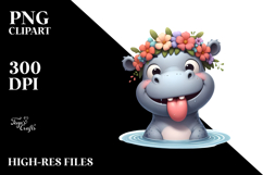 Cartoony Digital Hippo PNG Product Image 2