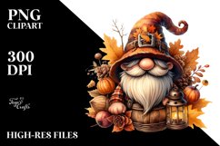 Watercolor Autumn Gnome PNG Product Image 3