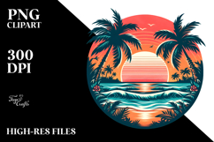 Retro Tropical Beach Sunset Clipart Product Image 2