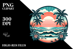 Retro Tropical Beach Sunset Clipart Product Image 2