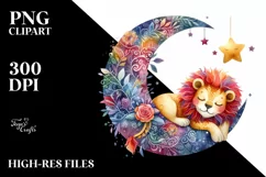 Colorful Lion Moon Watercolor Product Image 3