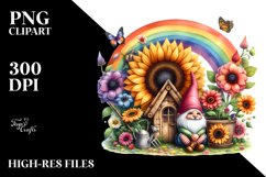 Gnome House with Sunflower | Sublimation | PNG Clipart Product Image 1