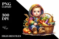 Baby Holding Basket with Autumn Vegetables | Sublimation | Product Image 3