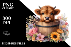 Cute Baby Highland Cow PNG Product Image 2