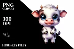 Expressive Caricature-like Baby Cow | Sublimation | Clipart Product Image 1