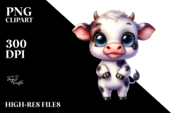 Expressive Caricature-like Baby Cow | Sublimation | Clipart Product Image 2