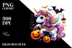 Vibrant Drawing of Unicorn for Halloween | Clipart Product Image 3