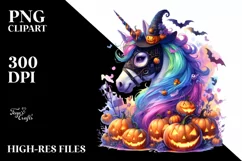 Vibrant Drawing of Unicorn for Halloween | Clipart Product Image 3