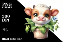 Cute Highland Cow with Sweet Pea in Pot | Sublimation | Product Image 3