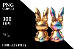 Colorful Retro Bunny Sitting, PNG Product Image 2