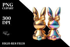 Colorful Retro Bunny Sitting, PNG Product Image 2
