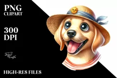 Labrador with Sun Hat and Goofy Smile | Sublimation Clipart Product Image 1