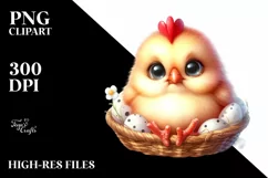 Watercolor Funny Baby Hen Sublimation Clipart Product Image 3
