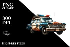 Watercolor Vintage Rusty Police Car, High-Res PNG Product Image 2
