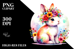 Cartoon Bunny with Flower Crown, High-Res PNG Product Image 2