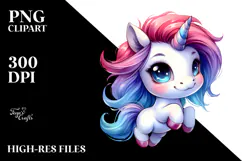Vibrant Cute Baby Unicorn PNG Product Image 2