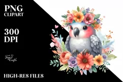 Cute Cartoon Style Watercolor Parrot Flower Crown Product Image 1