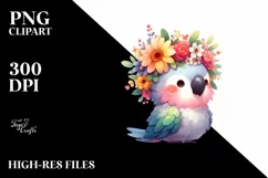 Cute Cartoon Style Watercolor Parrot Flower Crown Product Image 1