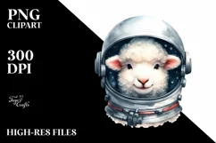 Funny Watercolor Lamb with Astronaut Helmet | Sublimation | Product Image 3