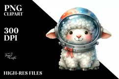Funny Watercolor Lamb with Astronaut Helmet | Sublimation | Product Image 1