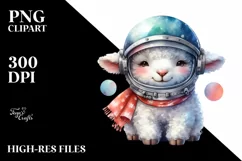 Funny Watercolor Lamb with Astronaut Helmet | Sublimation | Product Image 3